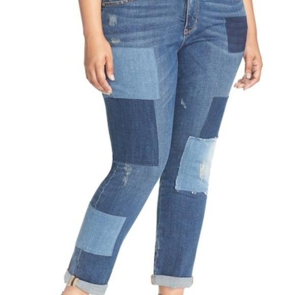 Melissa McCarthy Denim - MELISSA McCARTHY  RollUp Patch Girlfriend Jeans 18